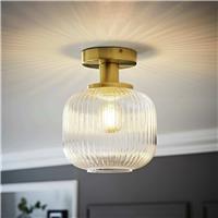 ValueLights Calpe Metal Flush Ceiling Light - Gold