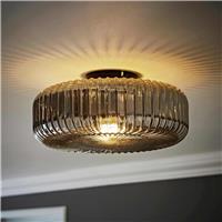 ValueLights Calpe Metal Flush Ceiling Light - Black
