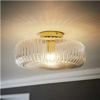 ValueLights Calpe Metal Flush Ceiling Light - Gold