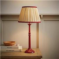 ValueLights Clara Wood Candlestick Table Lamp With Linen Pleated Shade- Burgundy