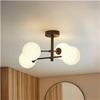 ValueLights Darla Metal 4-Light Flush Ceiling Light - Black