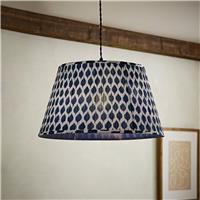 ValueLights Elijah Ikat Blue Pleated Easy Fit Lampshade - 45cm