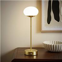 ValueLights Emmy Metal LED Rechargeable Table Lamp With Globe Shade - Gold
