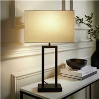 ValueLights Gloria Metal Double Stem Table Lamp With Rectangular Shade - Black