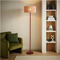 ValueLights Heather Wooden Statement Floor Lamp - Dark Wood