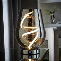 ValueLights Helix Metal LED Smoke Glass Table Lamp - Grey