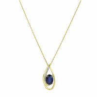 Jewel and Gem 9ct YG 0.04 Diamond Round Brilliant Gemstone Pendant Necklace