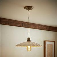 ValueLights Holborn Metal LED Cream Scallop Pendant Ceiling Light - Brass