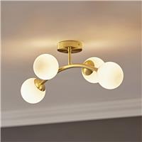ValueLights Jas Metal 4-Light Flush Ceiling Light - Gold