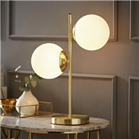 ValueLights Jas Metal 2 way Table Lamp With Frosted Glass Globe Shades - Gold