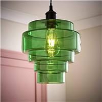 ValueLights Lane Green Glass 5 Tier Easy Fit Lampshade - 23.5cm
