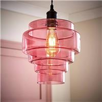 ValueLights Lane Pink Glass 5 Tier Easy Fit Lampshade - 23.5cm
