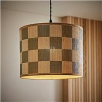 ValueLights Lori Green Bamboo Checker Easy Fit Lampshade - 30cm