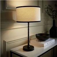 ValueLights Maeve Metal Bobble Table Lamp With Trim Linen Shade - Black