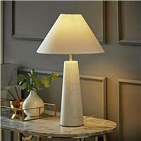 ValueLights Margot Marble LED Table Lamp With Linen - White