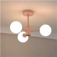 ValueLights Marlow Metal 3-Light Flush Ceiling Light - Soft Pink