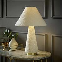 ValueLights Martha Boucle Fabric Table Lamp - Cream