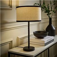 ValueLights Maura Metal Twist Stem Table Lamp With Trim Drum Shade - Black