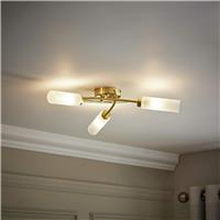 ValueLights Maya Metal 3-Light Flush Ceiling Light - Gold