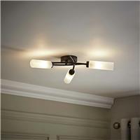 ValueLights Maya Metal 3-Light Flush Ceiling Light - Black