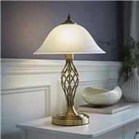 ValueLights Memphis Metal LED Twist Antique Table Lamp With Frosterd Shade- Gold