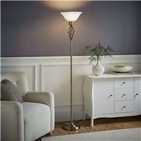 ValueLights Memphis Metal Column Floor Lamp - Antique Brass