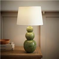 ValueLights Mia Ceramic LED Stacked Table Lamp With White Shade - Green