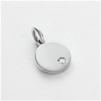 Revere 925 Sterling Silver Cubic Zirconia Disc Charm