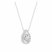 Pure Brilliance 9ct White Gold 1.15ct Diamond Pear Halo Pendant Necklace