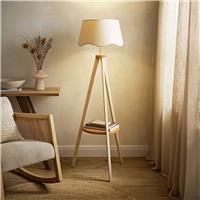 ValueLights Morrigan Wooden Tripod Floor Lamp - Cream