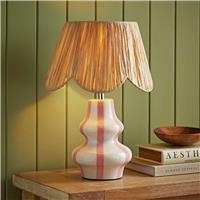 ValueLights Perrie Ceramic Stripe Table Lamp - Pink