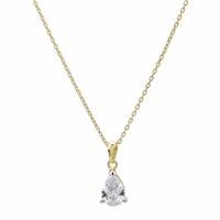 Pure Brilliance 9ct Yellow Gold 0.70ct Diamond Pear Solitaire Pendant Necklace