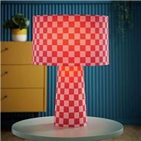 ValueLights Pritchard Fabric LED Checkerboard Table Lamp - Pink
