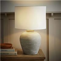 ValueLights Reid Ceramic LED Large Ribbed Table Lamp - Grey