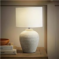 ValueLights Reid Ceramic LED Small Ribbed Table Lamp - Grey