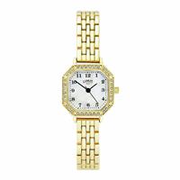 Limit White Dial Octagonal Case Gold Tone Bracelet Watch