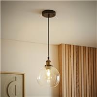 ValueLights Sheridan Metal LED Glass Globe Pendant Ceiling Light - Black