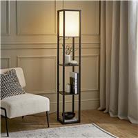 ValueLights Struttura Wooden Statement Floor Lamp - Black