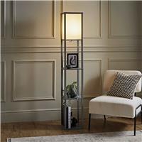 ValueLights Struttura Wooden Statement Floor Lamp - Grey