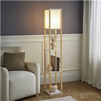 ValueLights Struttura Wooden Statement Floor Lamp - Oak