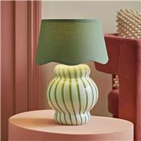 ValueLights Taffy LED Stripe Glass Table Lamp With Scallop Shade - Green
