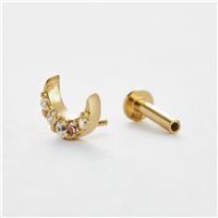 Revere Gold Plated Silver Moon Single Flatback Stud Earring