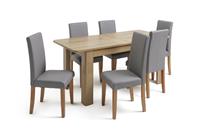 Argos Home Miami Curve Extending Table & 6 Grey Chairs