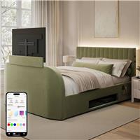 XR Living Maisie Kingsize 5.1 Audio Ottoman TV Bed with Lights - Green