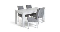 Argos Home Miami Gloss Dining Table & 4 Button Chairs - Grey