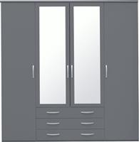 Argos Home Hallingford 4 Door 3 Drawer Mirror Wardrobe -Grey