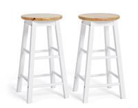 Habitat Pair of Wooden Bar Stools - Two Tone