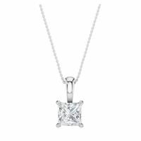 Pure Brilliance 9ct White Gold 1ct Diamond Princess Solitaire Pendant Necklace