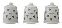 Argos Home Set of 3 Hearts Storage Jars - Grey