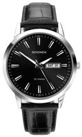 Sekonda Men's Black Leather Strap Black Dial Watch